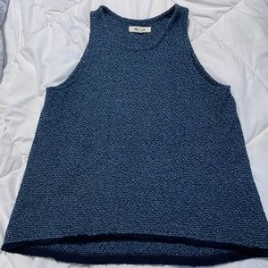 Madewell Blue Sweater Tank With Navy Fringe